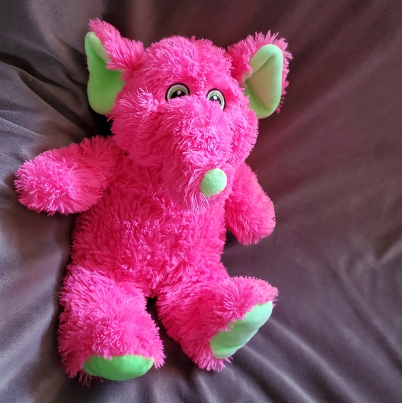 Pink & Green Elephant Plush Stuffed Animal - Picture 9 of 11